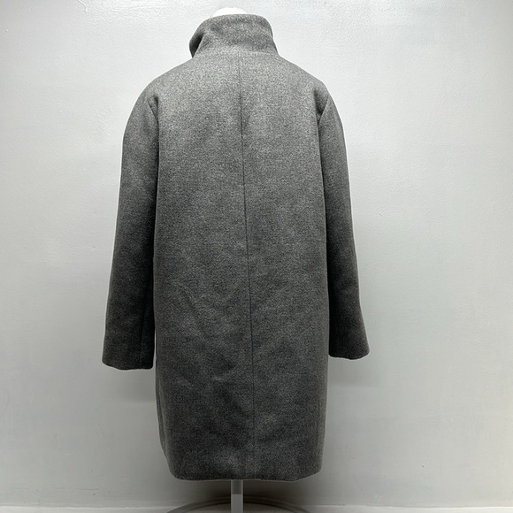 J Crew City Coat Peacoat Jacket Wool Funnel Neck Full Zip Pockets Gray Size 8 - Picture 5 of 9